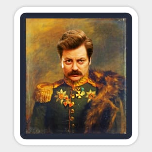 Ron Swanson Old Portrait Painting (Parks and Rec) Sticker